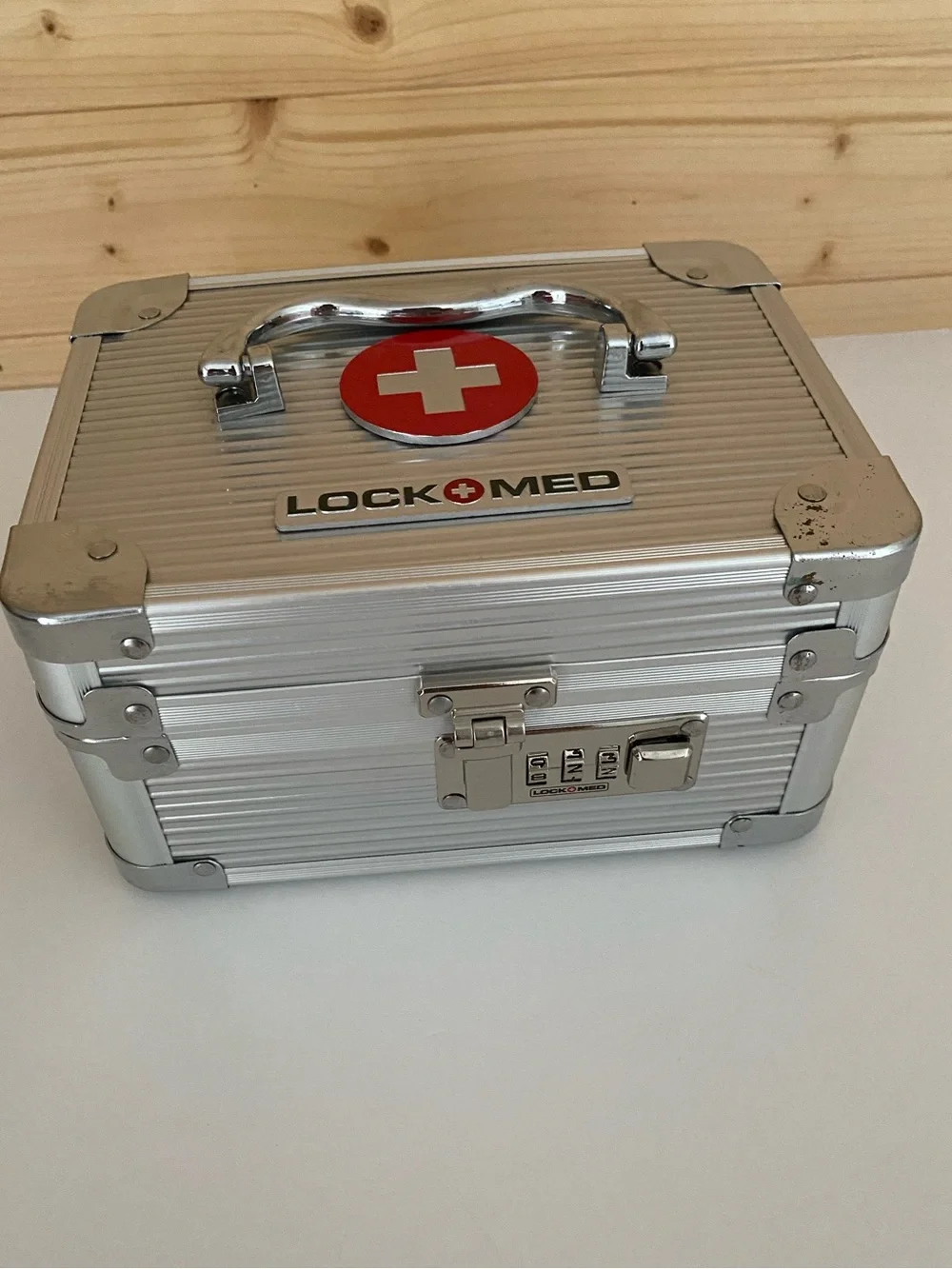 LockMed 3-Digit Combination Medicine Lock Box Portable Storage Secure Case